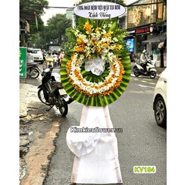 Vòng hoa viếng lan trắng mix lan vàng - KV184
