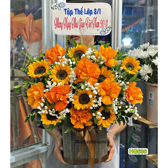 giỏ hoa hướng dương, cam quốc vương - HG636