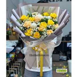 Bó hoa hồng tone vàng - HB538