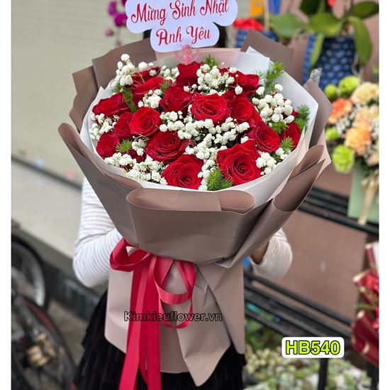 Bó hoa hồng đỏ kiểu bó tròn - HB540