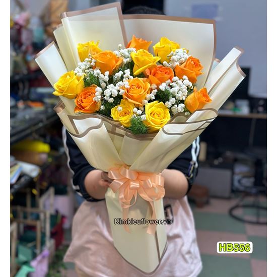Bó hoa hồng cam, vàng - HB556