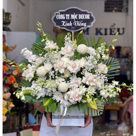 giỏ hoa viếng tone trắng - GV05
