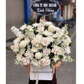 giỏ hoa viếng tone kem trắng - GV11