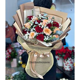 Bó hoa hồng shimmer mix hồng đỏ - HB568