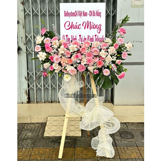 Kệ hoa chúc mừng tone hồng - KH222
