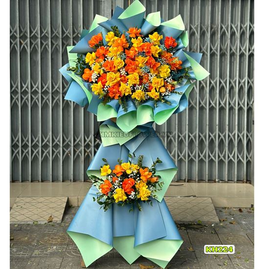 Kệ hoa chúc mừng tone vàng, cam - KH224