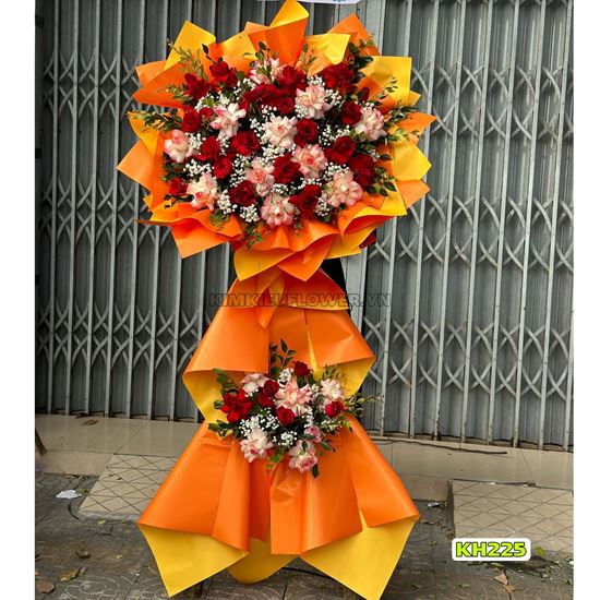 Kệ hoa chúc mừng tone đỏ hồng - KH225