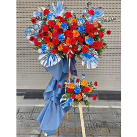 Kệ hoa chúc mừng tone xanh đỏ - KH228