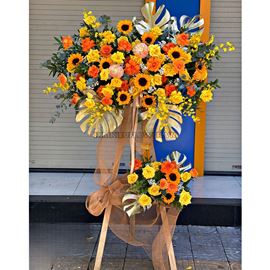 Kệ hoa chúc mừng tone vàng, cam - KH230