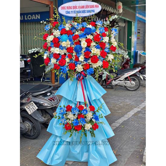 Kệ hoa chúc mừng tone xanh, đỏ - KH231