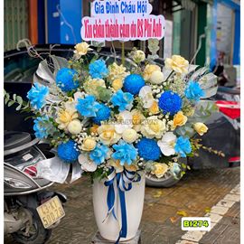 Bình hoa cúc mẫu đơn tone xanh - BI276