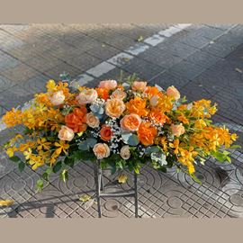 Đĩa hoa chúc mừng tone vàng cam - ĐH24