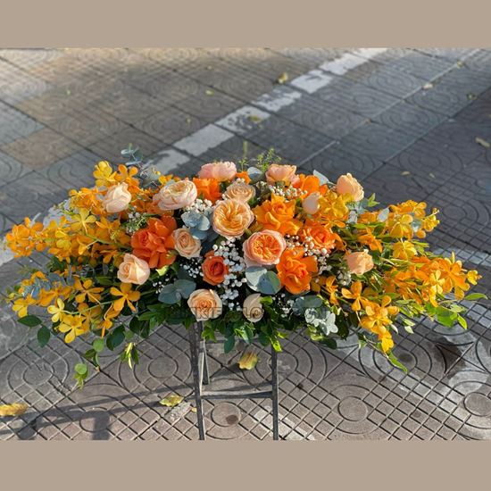 Đĩa hoa chúc mừng tone vàng cam - ĐH24