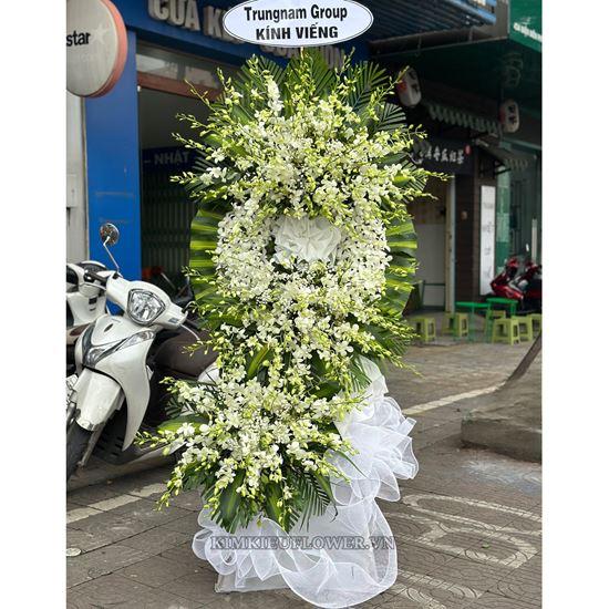 Vòng hoa viếng lan trắng - KV191