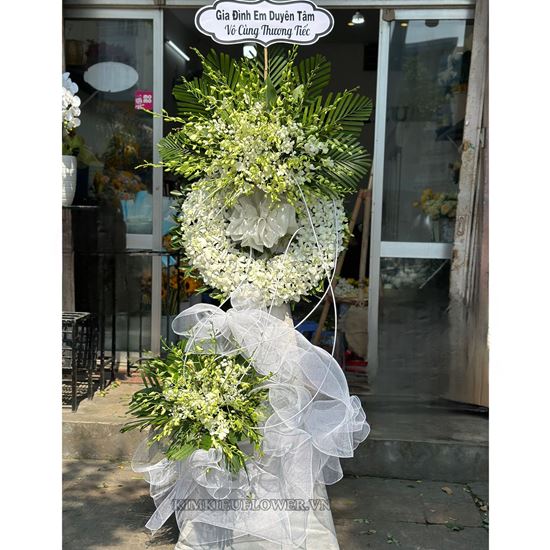 Vòng hoa viếng lan trắng - KV192