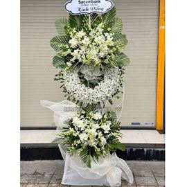 Vòng hoa viếng tone trắng - KV194