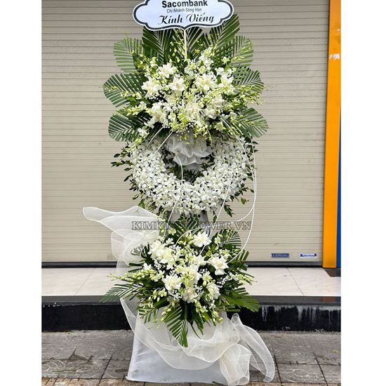 Vòng hoa viếng tone trắng - KV194