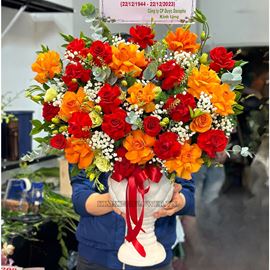 Bình hoa tone đỏ cam - BI278