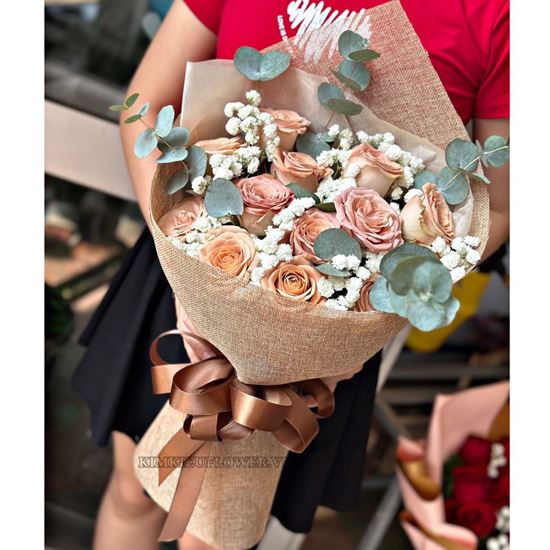 Bó hoa hồng capuchino - HB592