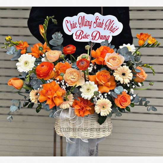 Giỏ hoa tone cam - HG665