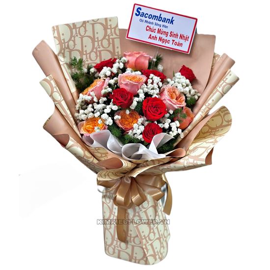 Bó hoa hồng đỏ, victor hồng - HB619