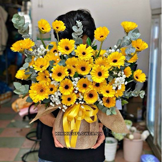 Giỏ hoa đồng tiền vàn - HG673