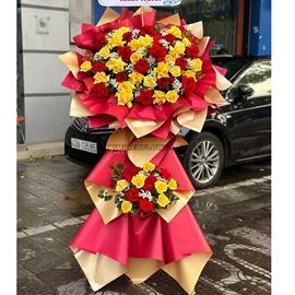 Kệ hoa chúc mừng tone vàng đỏ - KH248