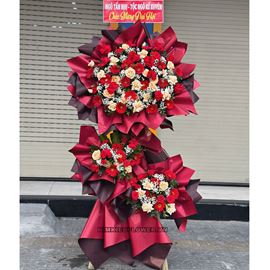 Kệ hoa chúc mừng đỏ mix mỡ gà  - KH253