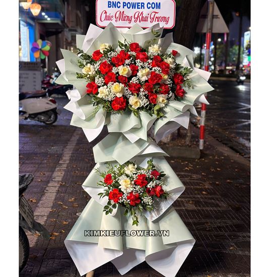 Kệ hoa chúc mừng tone đỏ - KH257