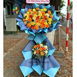 Kệ hoa chúc mừng tone vàng mix cam - KH259