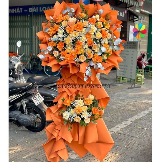 Kệ hoa juliet mix cúc mẫu đơn cam - KH260