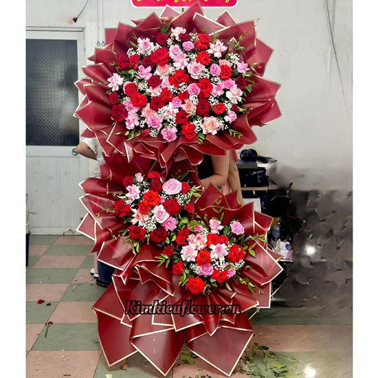 Kệ chúc mừng tone đỏ hồng - KH278