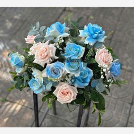 Đĩa hoa chúc mừng tone xanh dương - ĐH26