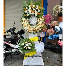 Vòng hoa viếng cúc trắng, lan vàng - KV248