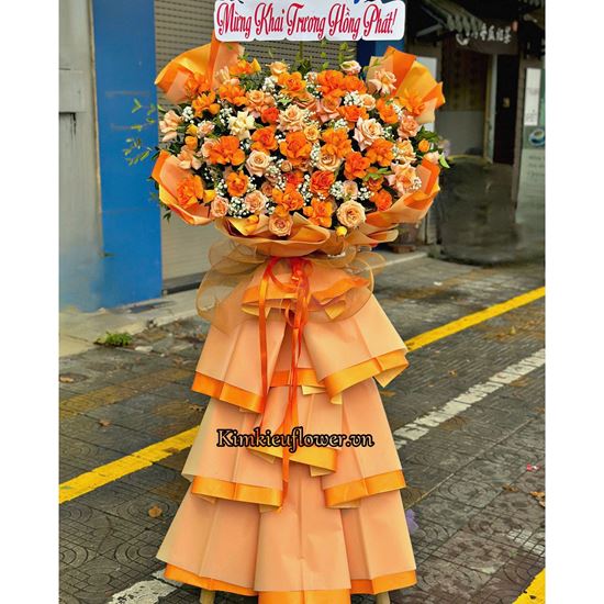 Kệ hoa chúc mừng hồng shimmer mix cam quốc vương - KH288