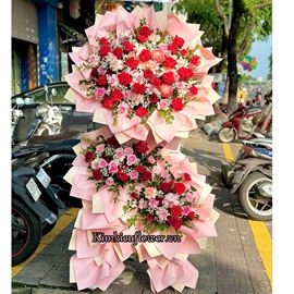 Kệ hoa chúc mừng hoa hồng mix cúc mẫu đơn - KH293