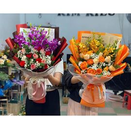 Bó hoa lan mix hoa hồng (1 bó) - BH09