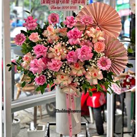 Bình hoa tone hồng, hồng hỷ mix hồng dâu - BI302