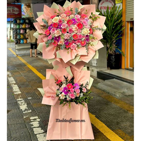 Kệ hoa chúc mừng tone hồng - KH304