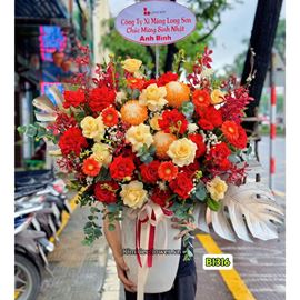 Bình hoa chúc mừng tone đỏ - BI316