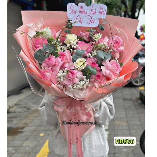 Bó hoa chúc mừng tone hồng - HB806