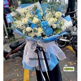 Bó hoa tone xanh dương trắng - HB906