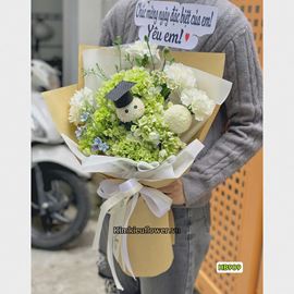 Bó hoa cẩm tú cầu mix phăng trắng - HB909