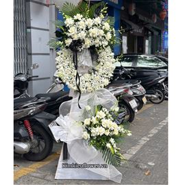 Vòng hoa chia buồn tone trắng - KV267