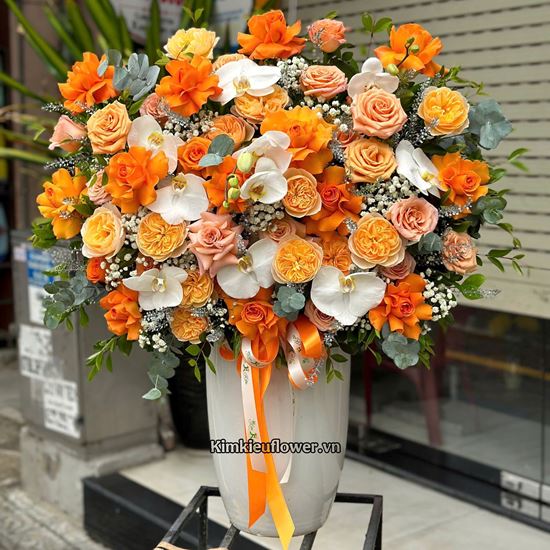 Bình hoa chúc mừng tone cam - BI323