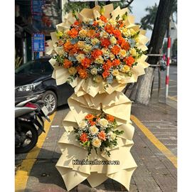 Kệ hoa chúc mừng tone vàng cam - KH337