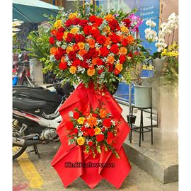 Kệ hoa hồng đỏ, hoa hồng cam - KH336