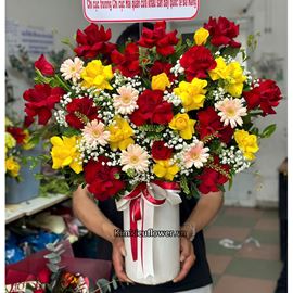 Bình hoa chúc mừng tone đỏ vàng - BI328