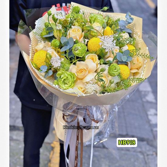 Bó hoa tone vàng, xanh lá - HB918