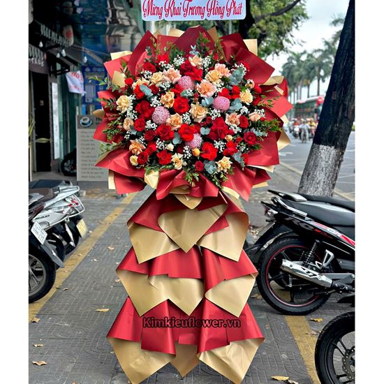 Kệ hoa chúc mừng tone đỏ - KH401